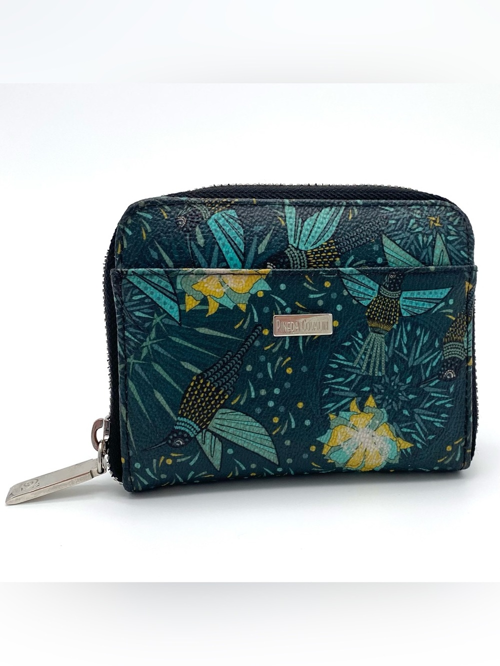 Pineda Covalin Wallet Small Saffiano Hummingbird Teal Multicolor Leather Zipper